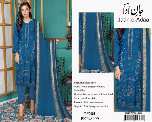 Royal Blue Embroidered 3PC Lawn Suit